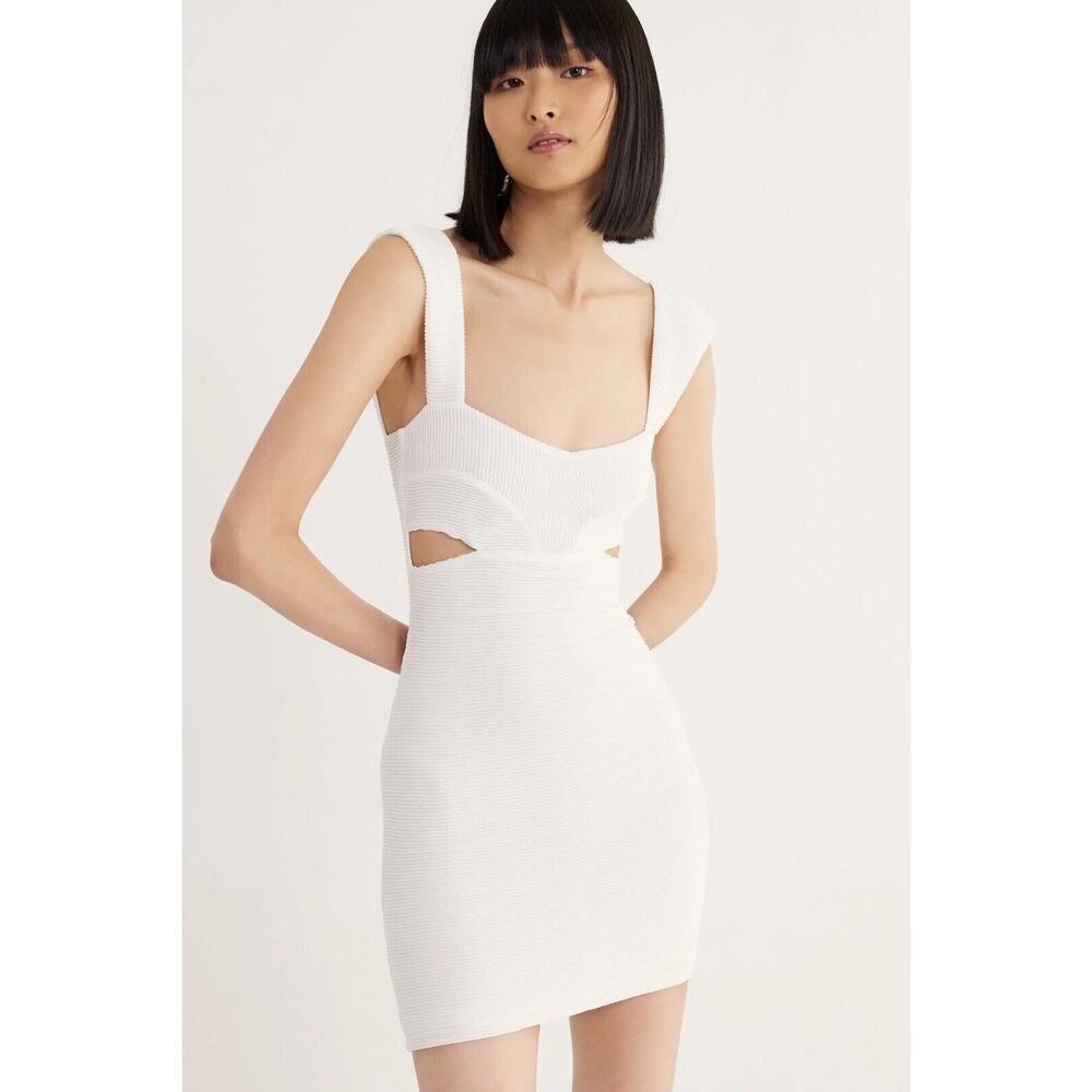 Rumer The Label Rae Mini Dress Size Small White Cutout Ribbed Stretchy